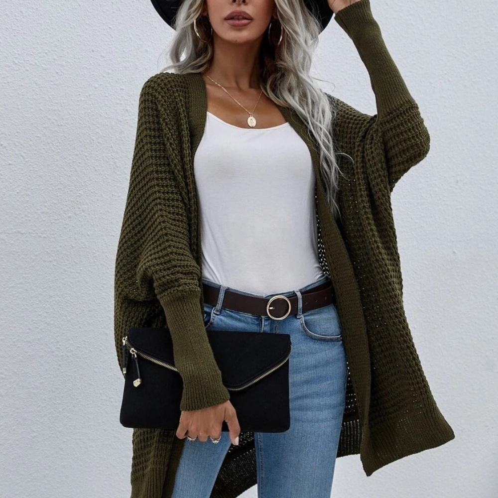 Cozy Batwing Sleeve Knit Open Front Cardigan - Picture 4 of 12